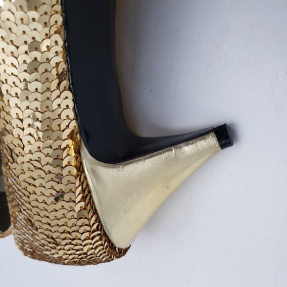 Gold Sequin Heel Pumps Special Occasions Shoes by Saugus Shoes - Picture 6 of 11